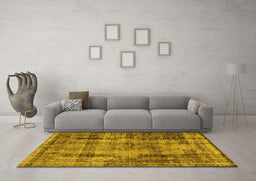 Machine Washable Oriental Yellow Industrial Rug in a Living Room, wshurb1745yw