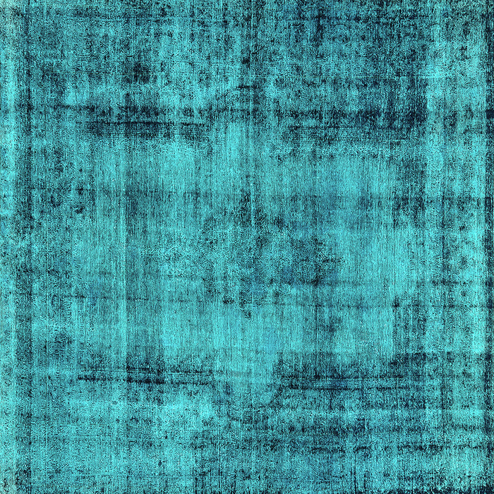 Square Machine Washable Oriental Turquoise Industrial Area Rugs, wshurb1745turq