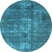 Round Oriental Light Blue Industrial Rug, urb1746lblu