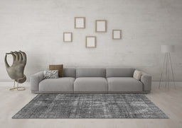 Machine Washable Oriental Gray Industrial Rug in a Living Room,, wshurb1746gry