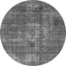 Round Oriental Gray Industrial Rug, urb1746gry