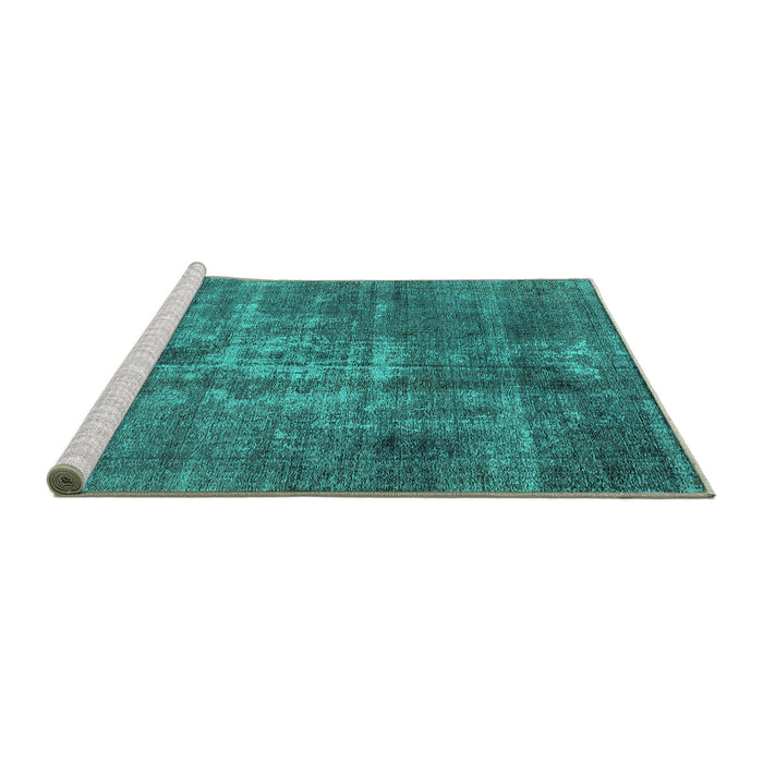 Sideview of Machine Washable Oriental Turquoise Industrial Area Rugs, wshurb1746turq