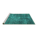 Sideview of Machine Washable Oriental Turquoise Industrial Area Rugs, wshurb1746turq