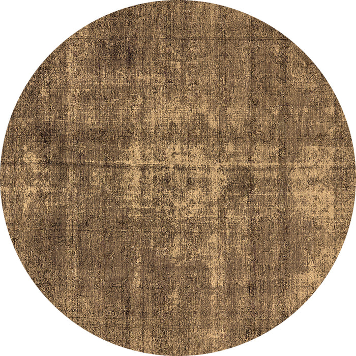 Round Machine Washable Oriental Brown Industrial Rug, wshurb1746brn