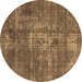 Round Machine Washable Oriental Brown Industrial Rug, wshurb1746brn