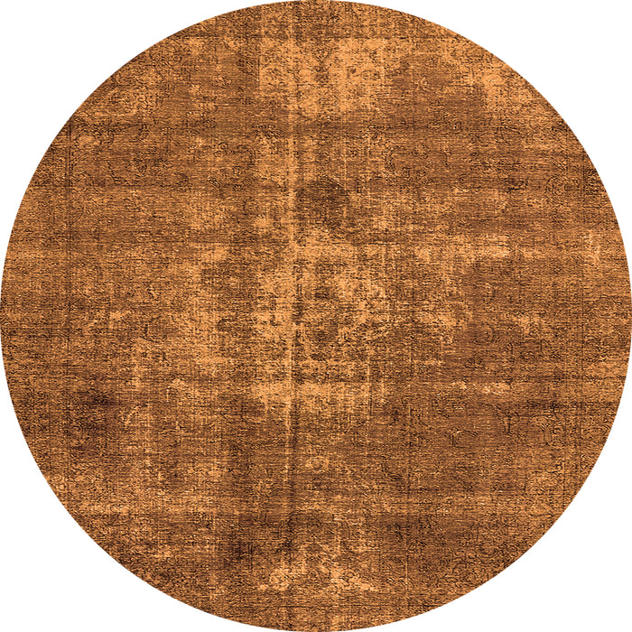 Round Machine Washable Oriental Orange Industrial Area Rugs, wshurb1746org