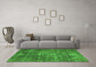 Machine Washable Oriental Green Industrial Area Rugs in a Living Room,, wshurb1746grn
