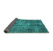 Sideview of Oriental Turquoise Industrial Rug, urb1746turq