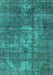 Machine Washable Oriental Turquoise Industrial Area Rugs, wshurb1746turq