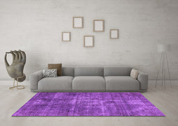 Machine Washable Oriental Purple Industrial Area Rugs in a Living Room, wshurb1746pur