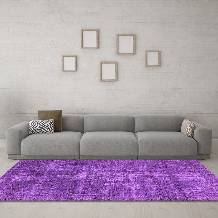 Machine Washable Oriental Purple Industrial Area Rugs in a Living Room, wshurb1746pur