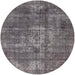 Round Machine Washable Industrial Modern Purple Rug, wshurb1746