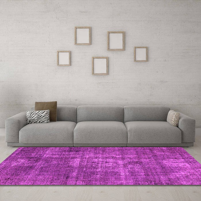 Machine Washable Oriental Pink Industrial Rug in a Living Room, wshurb1746pnk