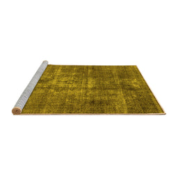 Sideview of Machine Washable Oriental Yellow Industrial Rug, wshurb1746yw