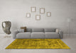 Machine Washable Oriental Yellow Industrial Rug in a Living Room, wshurb1747yw