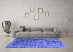 Machine Washable Oriental Blue Industrial Rug in a Living Room, wshurb1747blu
