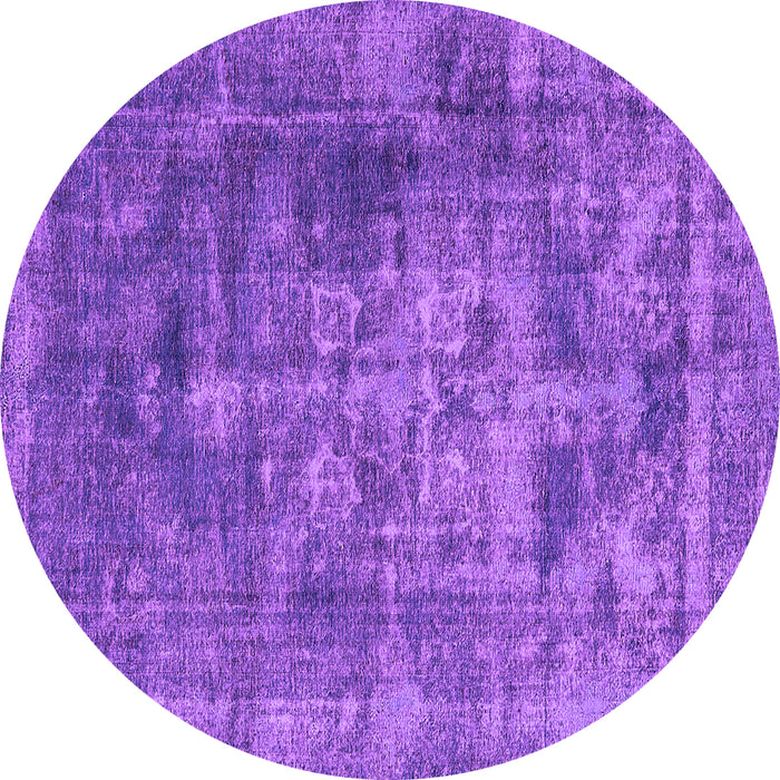 Round Machine Washable Oriental Purple Industrial Area Rugs, wshurb1747pur