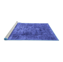 Sideview of Machine Washable Oriental Blue Industrial Rug, wshurb1747blu