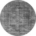 Round Oriental Gray Industrial Rug, urb1747gry