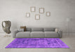 Machine Washable Oriental Purple Industrial Area Rugs in a Living Room, wshurb1747pur