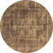 Round Oriental Brown Industrial Rug, urb1747brn