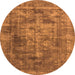 Round Machine Washable Oriental Orange Industrial Area Rugs, wshurb1747org