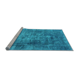 Sideview of Machine Washable Oriental Light Blue Industrial Rug, wshurb1747lblu