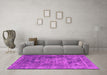 Machine Washable Oriental Pink Industrial Rug in a Living Room, wshurb1747pnk