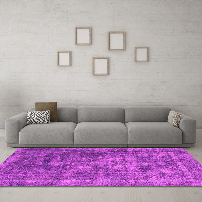 Machine Washable Oriental Pink Industrial Rug in a Living Room, wshurb1747pnk