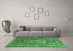 Machine Washable Oriental Emerald Green Industrial Area Rugs in a Living Room,, wshurb1747emgrn