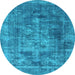 Round Oriental Light Blue Industrial Rug, urb1747lblu