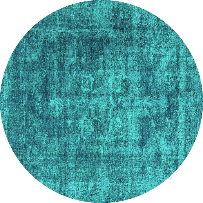Round Oriental Turquoise Industrial Rug, urb1747turq