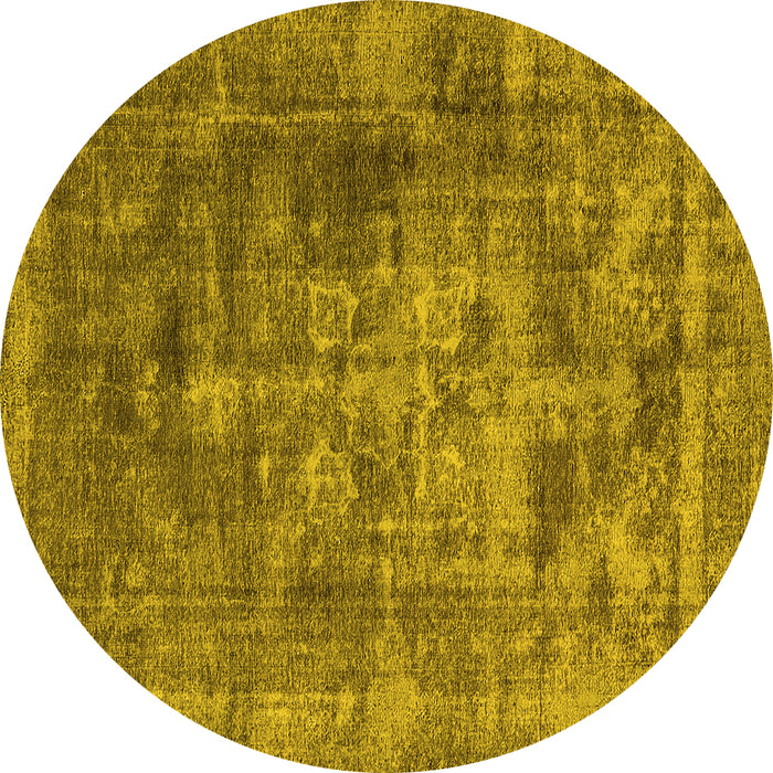 Round Oriental Yellow Industrial Rug, urb1747yw