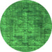 Round Oriental Green Industrial Rug, urb1747grn