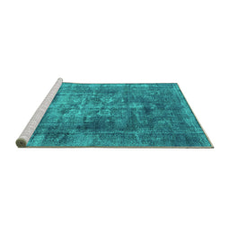 Sideview of Machine Washable Oriental Turquoise Industrial Area Rugs, wshurb1747turq