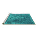 Sideview of Machine Washable Oriental Turquoise Industrial Area Rugs, wshurb1747turq