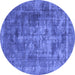 Round Oriental Blue Industrial Rug, urb1747blu