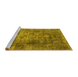 Sideview of Machine Washable Oriental Yellow Industrial Rug, wshurb1747yw