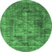 Round Oriental Emerald Green Industrial Rug, urb1747emgrn