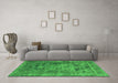 Machine Washable Oriental Green Industrial Area Rugs in a Living Room,, wshurb1747grn