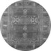 Round Machine Washable Oriental Gray Industrial Rug, wshurb1748gry