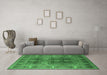 Machine Washable Oriental Emerald Green Industrial Area Rugs in a Living Room,, wshurb1748emgrn