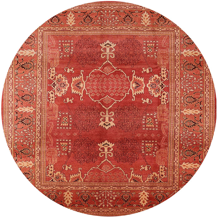 Round Mid-Century Modern Red Oriental Rug, urb1748