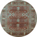 Round Oriental Light Blue Industrial Rug, urb1748lblu