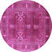 Round Oriental Purple Industrial Rug, urb1748pur