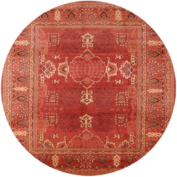 Round Machine Washable Industrial Modern Red Rug, wshurb1748