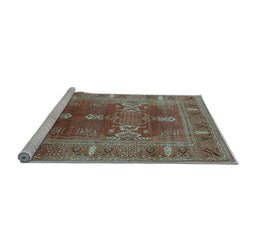 Sideview of Machine Washable Oriental Light Blue Industrial Rug, wshurb1748lblu