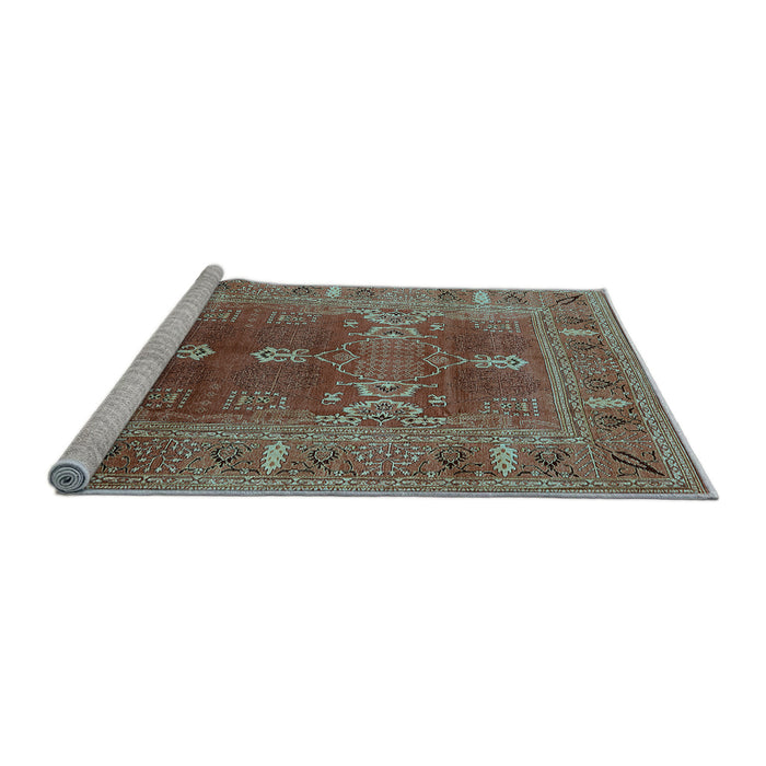 Sideview of Machine Washable Oriental Light Blue Industrial Rug, wshurb1748lblu