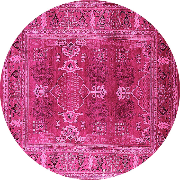 Round Oriental Pink Industrial Rug, urb1748pnk
