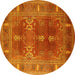 Round Oriental Yellow Industrial Rug, urb1748yw